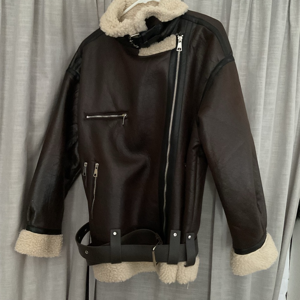 Winter Women’s Faux  Sherpa Aviator Bomber Jacket